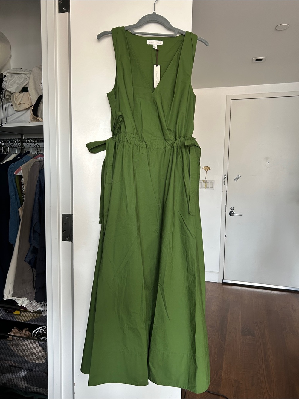 Twisted Shoulder Poplin Maxi Dress